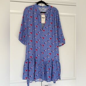 Tyler Boe Lavender-Blue Floral Tiered Popover Dress